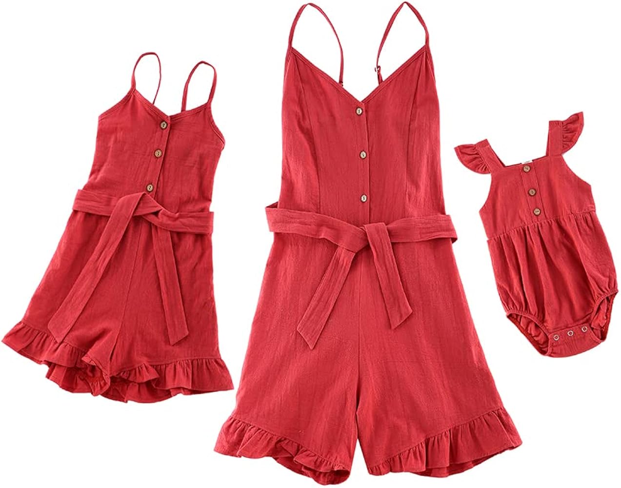 Amazon.com: Mommy and Me Summer Matching Dresses Spaghetti Strap Waist Tie Botton Matching Outfits for Mother and Daughter （Baby，3-6 M）: Clothing, Shoes & Jewelry