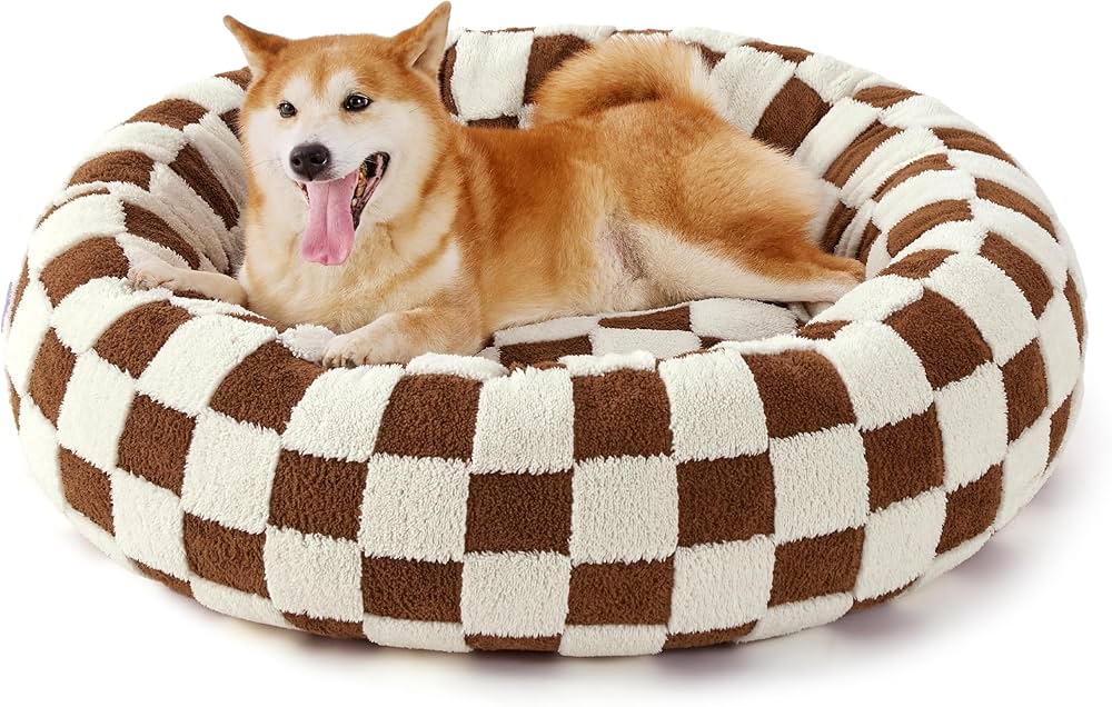 Amazon.com : LE SURE Shown on TV Jacquard Donut Dog Beds Large Sized Dog,Brown 36x36x8in | Orthopedic Calming Pet Bed Sofa, Original Design Pattern,Washable Cover,Cute Home Decor as Gift for Pet,Anti Slip