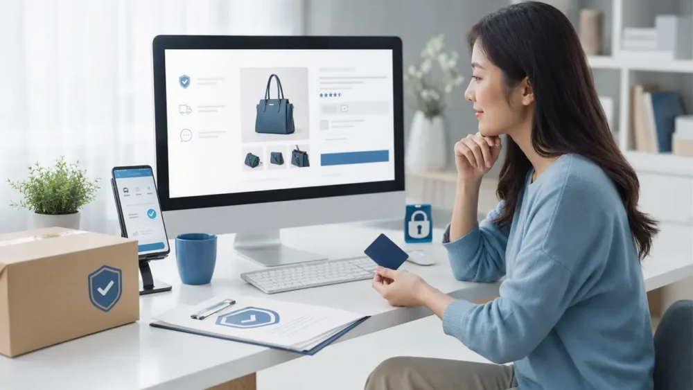 Buyer reviewing product reviews, seller messages, and order records before checkout