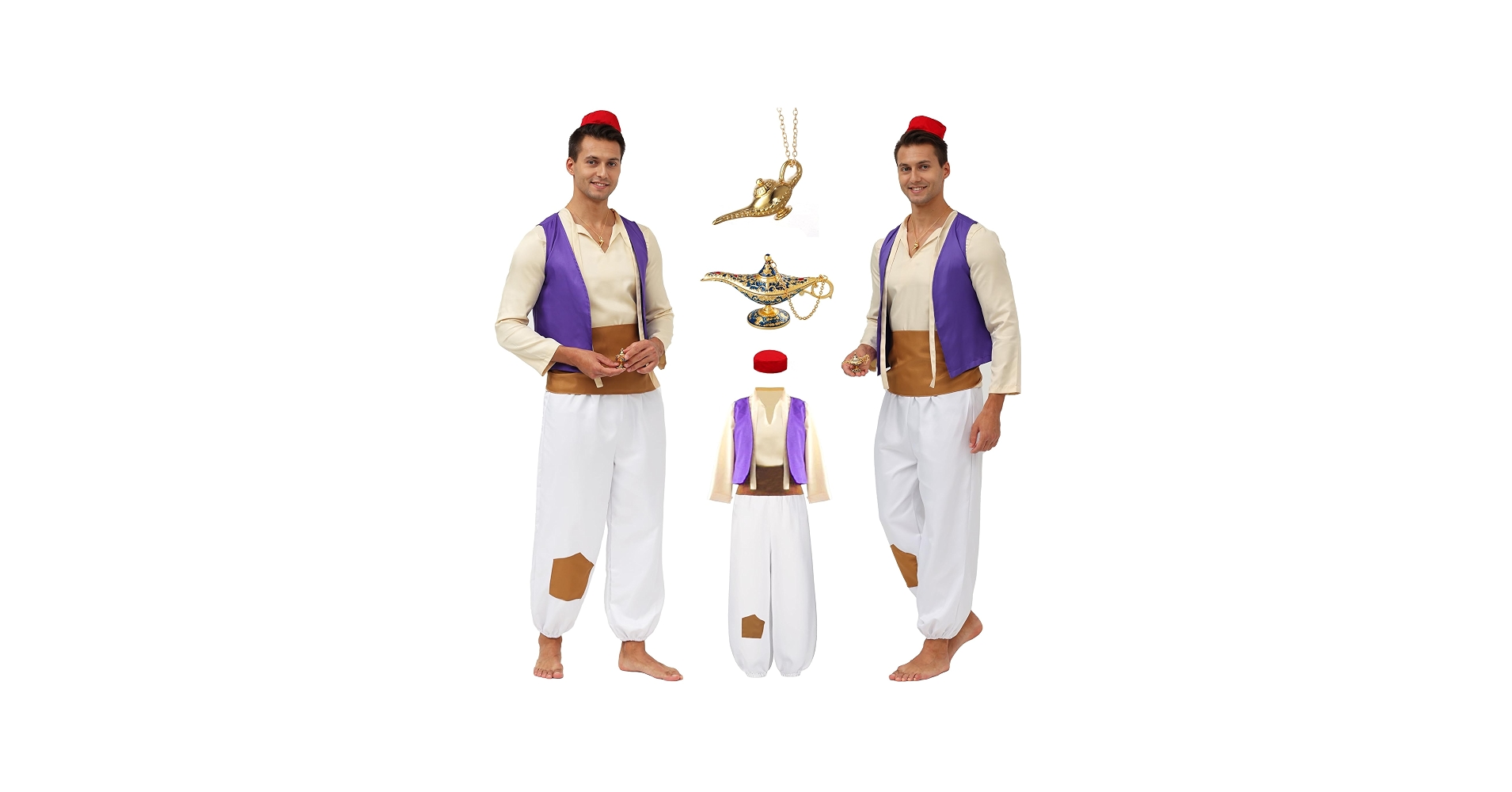 Amazon.com: Mecamelon 7 Pcs Mens Arab Prince Costume Fairy Tale Suits Halloween Cosplay Party Suit (Small, White) : Clothing, Shoes & Jewelry