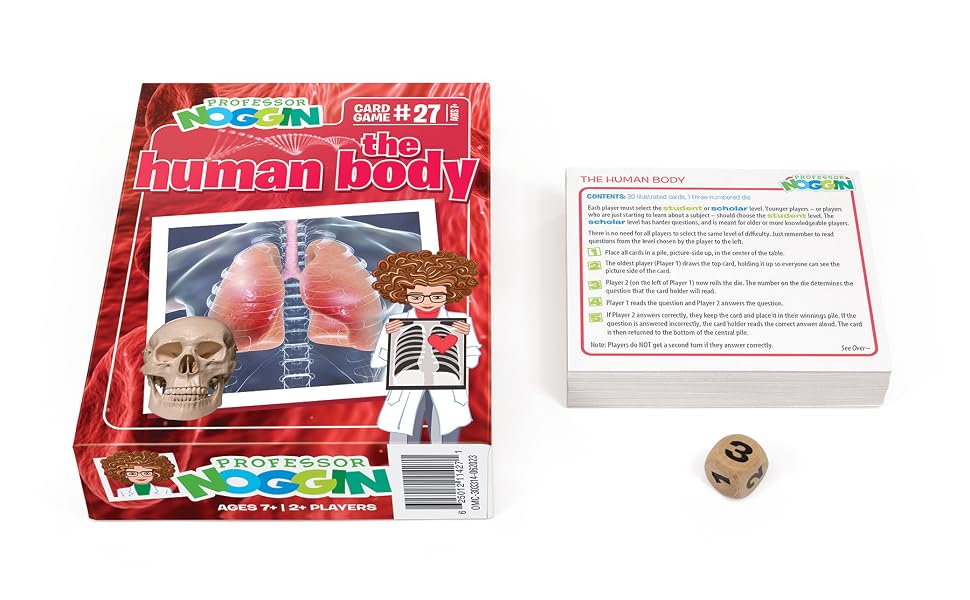 Amazon.com: Outset Media Professor Noggin's Human Body Trivia Card Game - an Educational Trivia Based Card Game for Kids - Trivia, True or False, and Multiple Choice - Ages 7+ - Contains