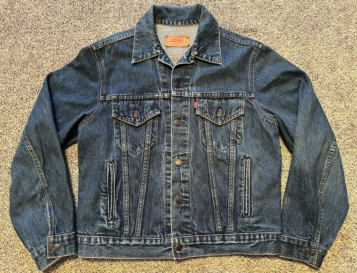 Vintage 80s Levis Trucker Jacket 70506 0216 Denim Made In Canada Size 44 Medium