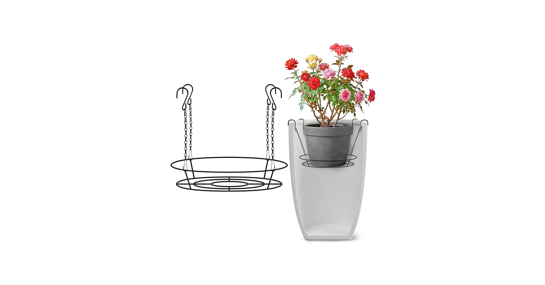 Amazon.com: Adjustable Planter Inserts for Large Pots, 12-18" Plant Risers for Inside Pots, Black Stainless Steel Planter Insert with 4Hooks, Chain Pot Fillers for Tall Round Planters to Reduce Soil (1, black) :