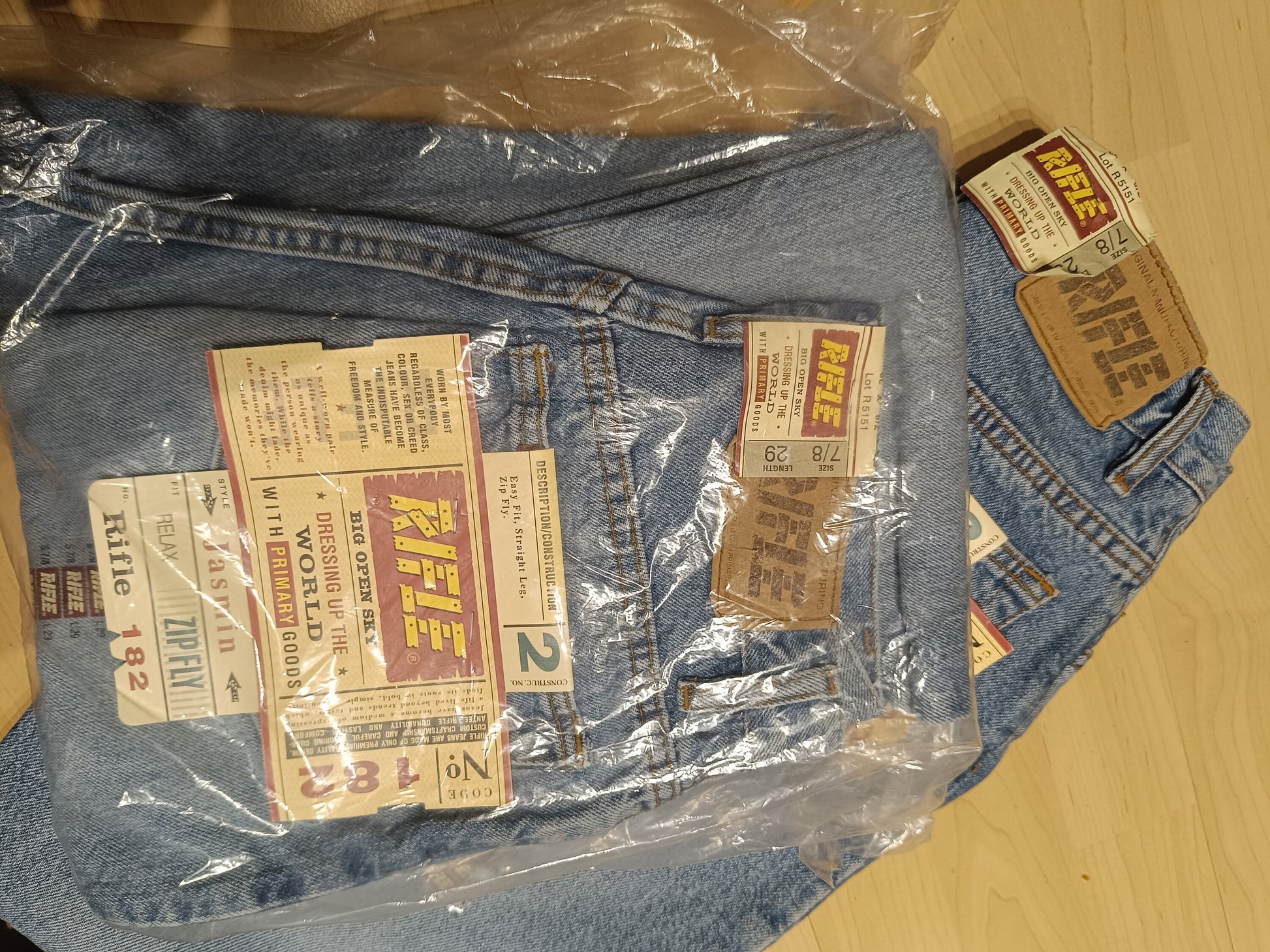 90s Rifle Jeans| Vintage Deadstock Blue Pants| Super Slim Denim Made i – Fashion and Fables