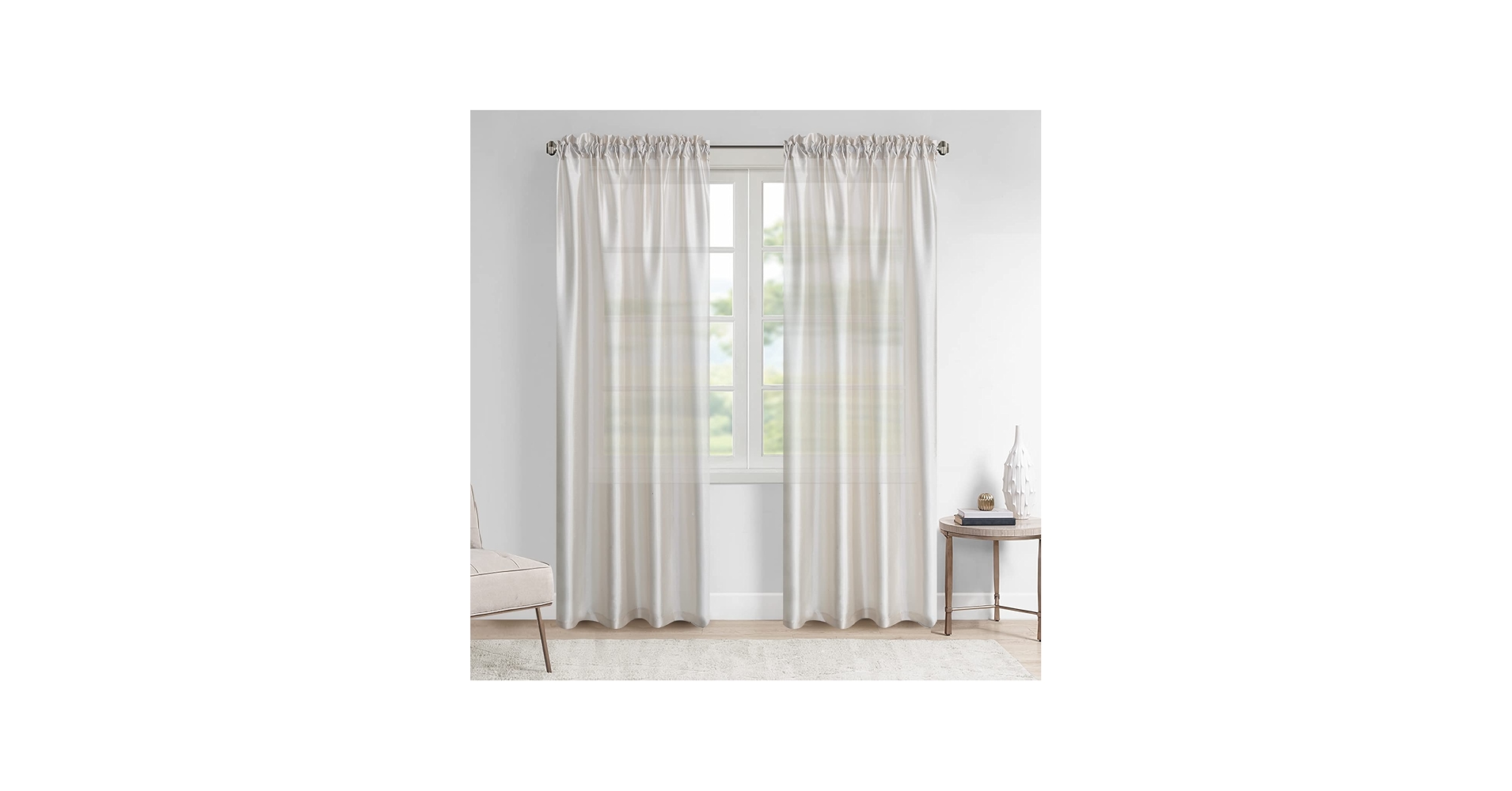Amazon.com: GYROHOME Semi Sheer Faux Silk Beige Curtains Light Filtering Dupioni Silk Drapes Rod Pocket Window Treatment Drapes for Bedroom Living Room, 2panels, 52x84inch : Home & Kitchen