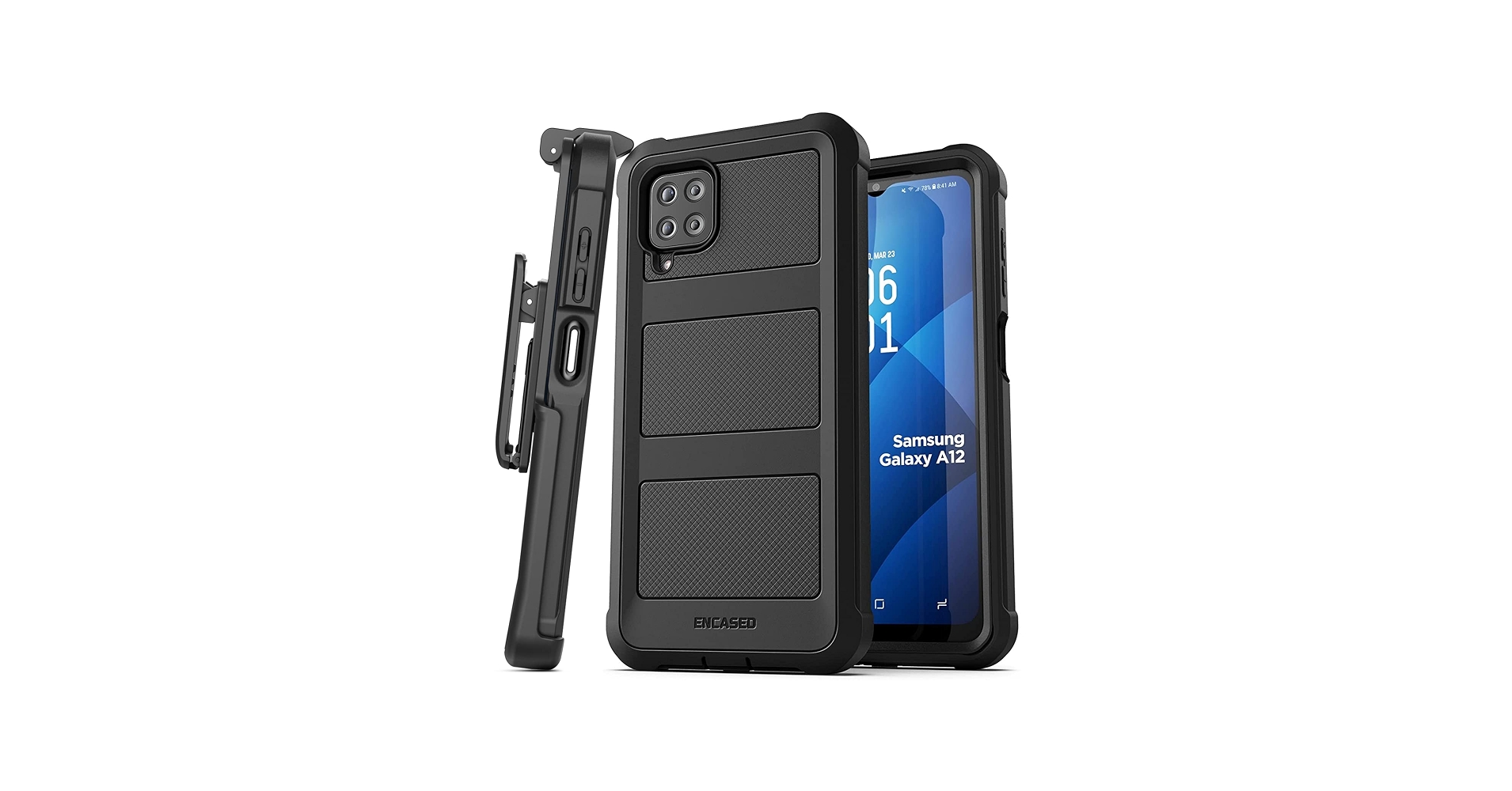 Amazon.com: Encased Falcon Designed for Samsung Galaxy A12 Belt Clip Case, Full Body Protective Phone Case with Holster (Black) : Cell Phones & Accessories