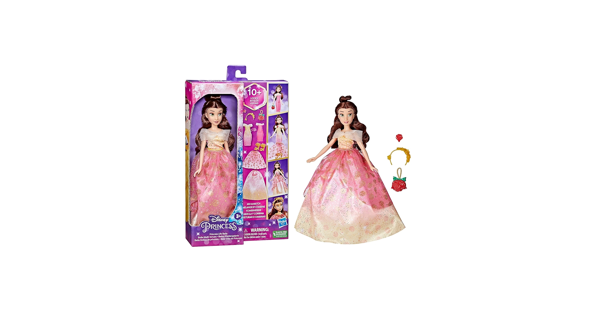 Amazon.com: Disney Princess Life Belle Fashion Doll, 10 Outfit Combinations, Fashion Doll Clothes and Accessories, Toy for Kids 3 Years Old and Up : Toys & Games
