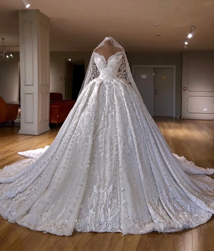 Real Pictures Luxury Wedding Dresses With Veils Off... From 300,84 € | DHgate