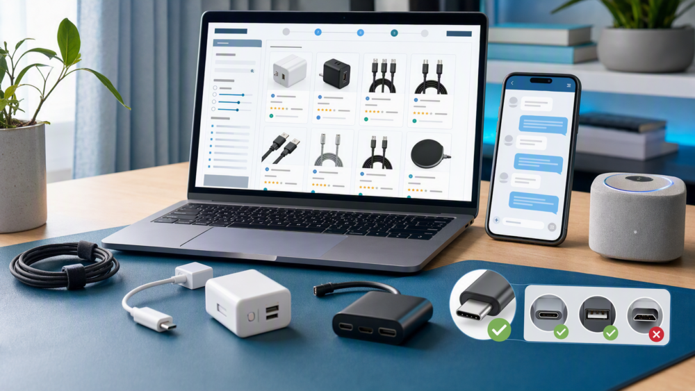 DHgate electronics listing comparison, compatibility checks, power details, and seller communication