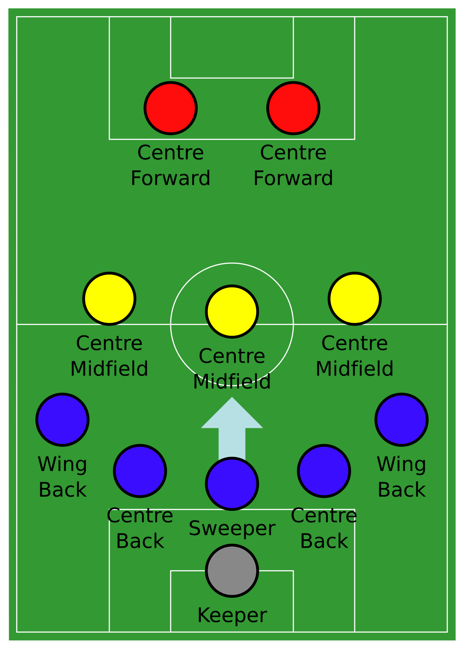 Diagram showing a soccer formation, illustrating structured training decisions