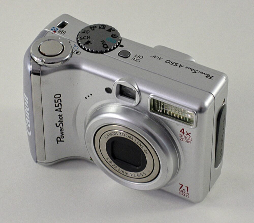 Canon PowerShot A550 compact digital camera on a table