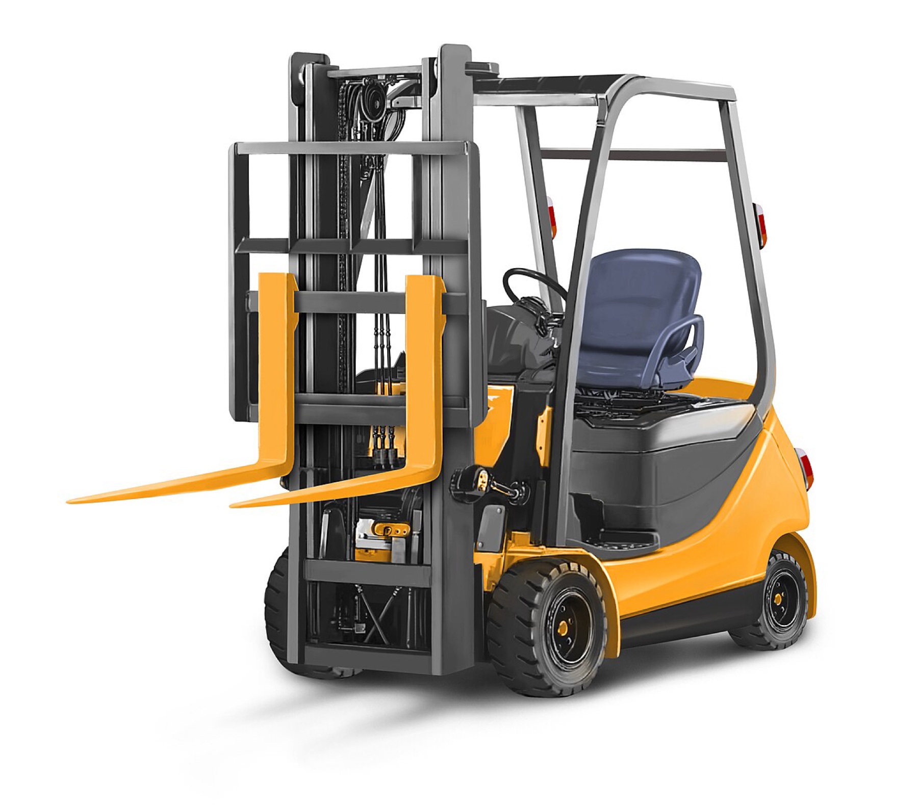 Forklift handling pallet loads in an industrial setting
