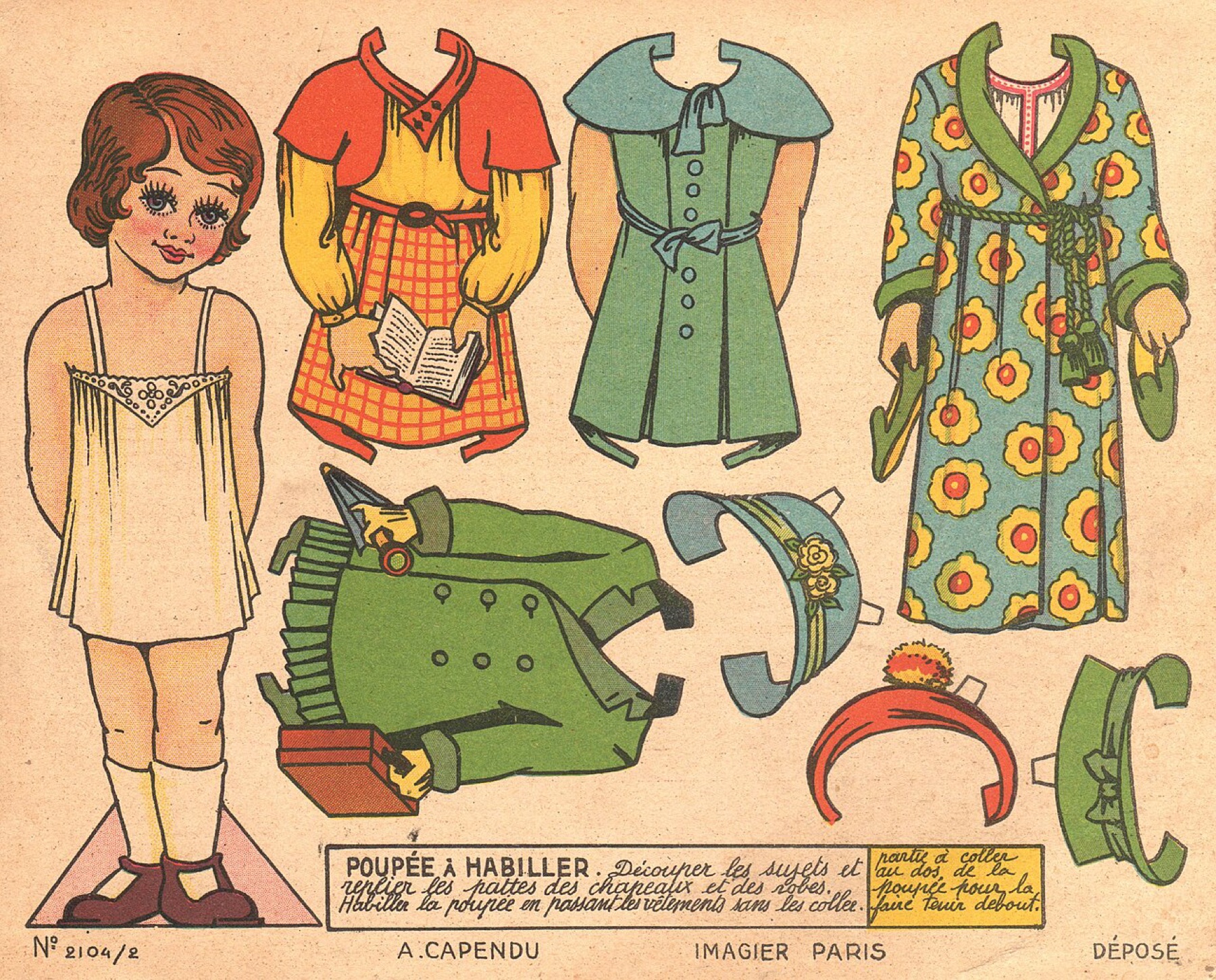 Vintage paper doll illustration representing classic doll collecting