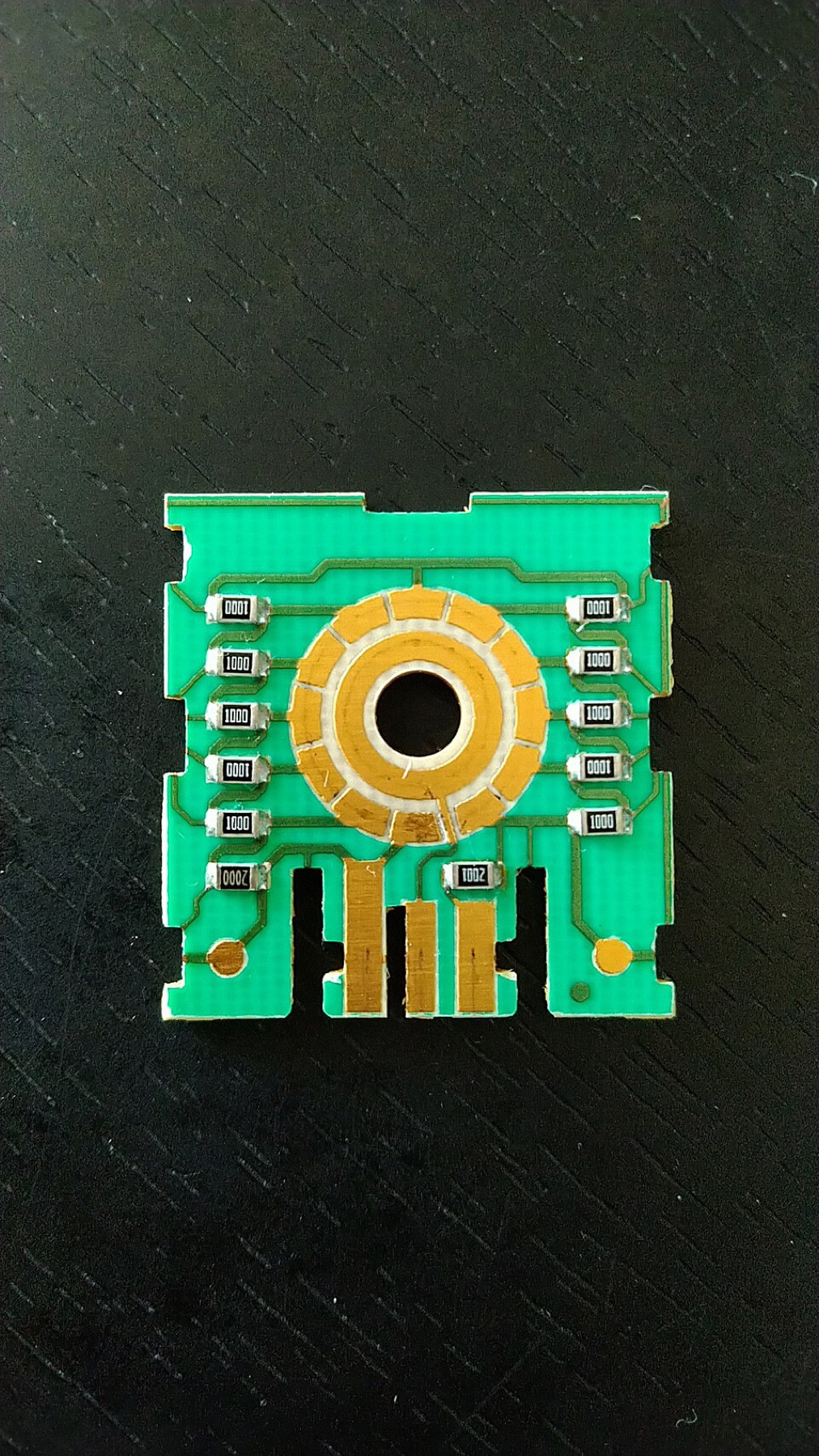 Close-up of rotary switch base with solder lugs