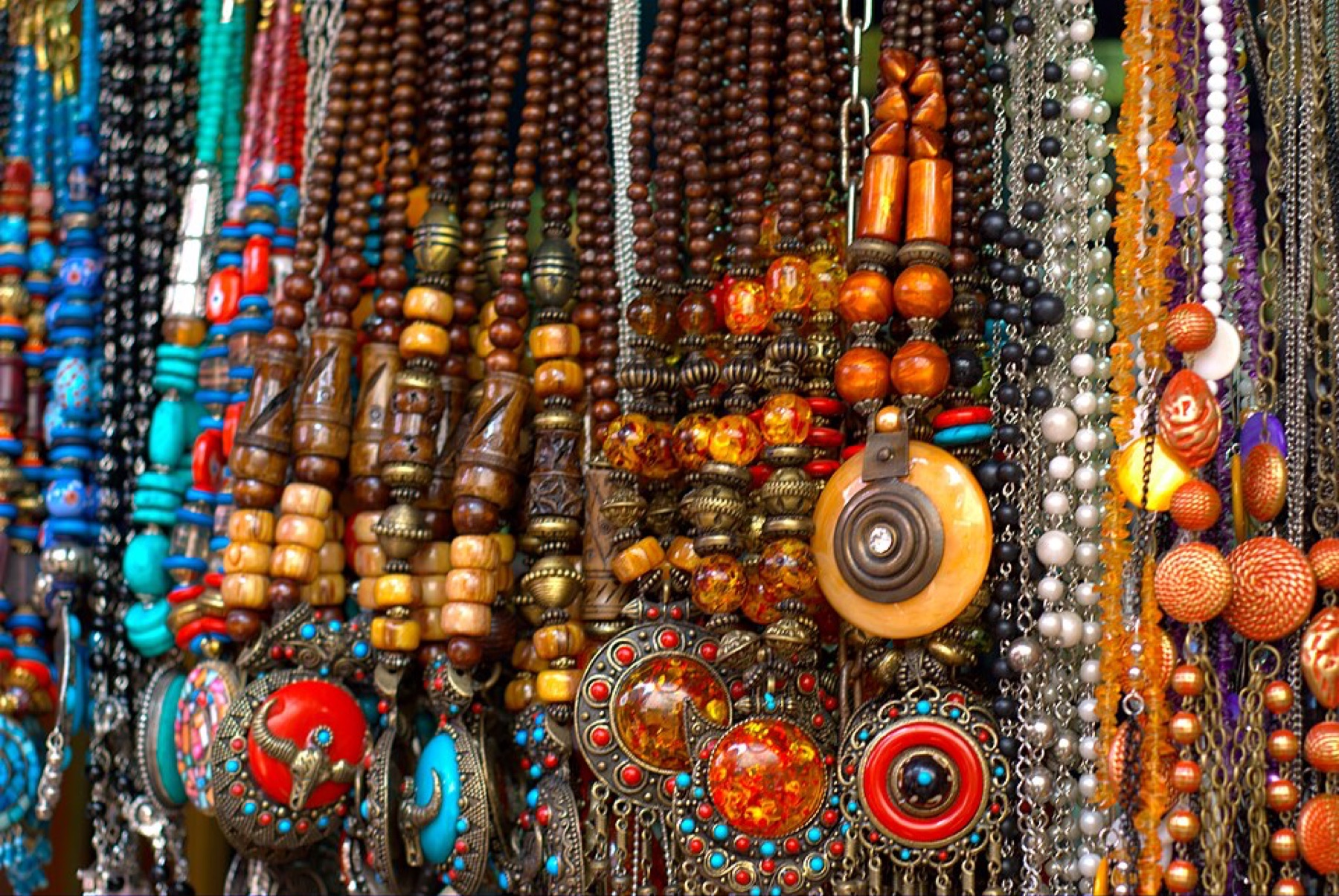 Indian ethnic jewellery displayed in a Mumbai market stall
