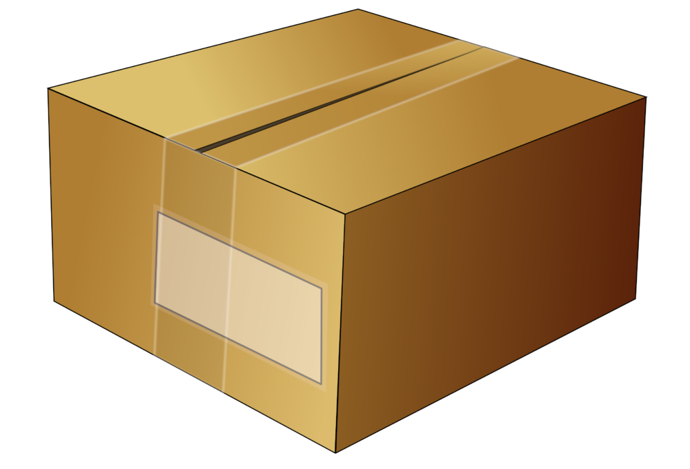 Illustration of a simple cardboard box representing mini packaging