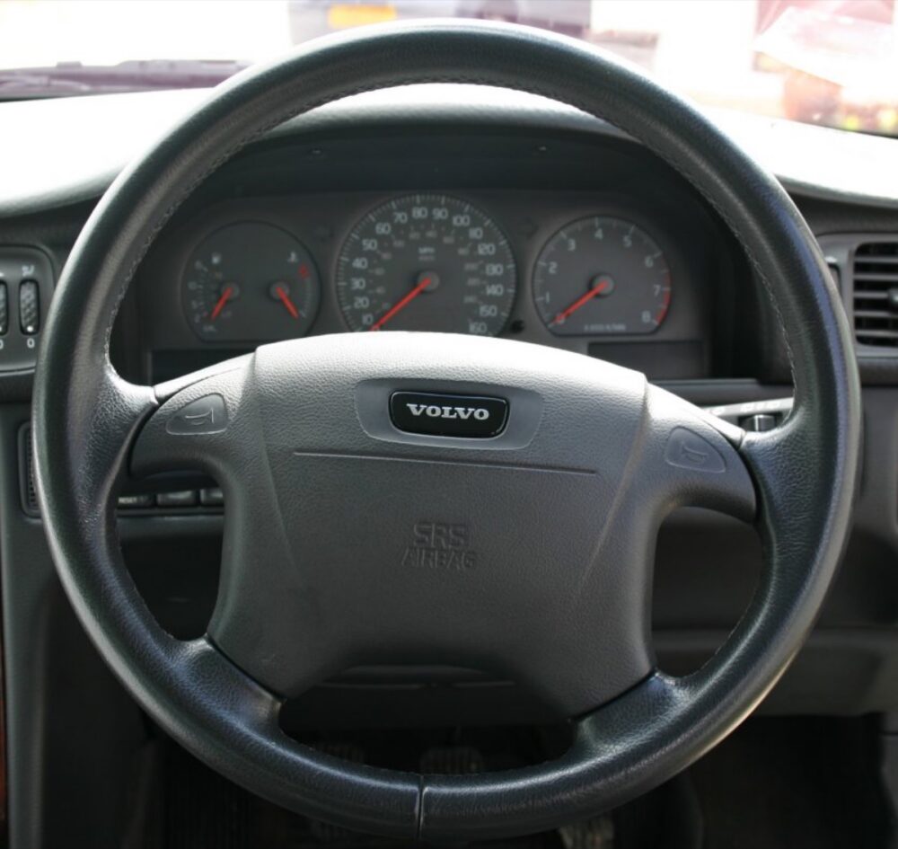 Generic car steering wheel close-up