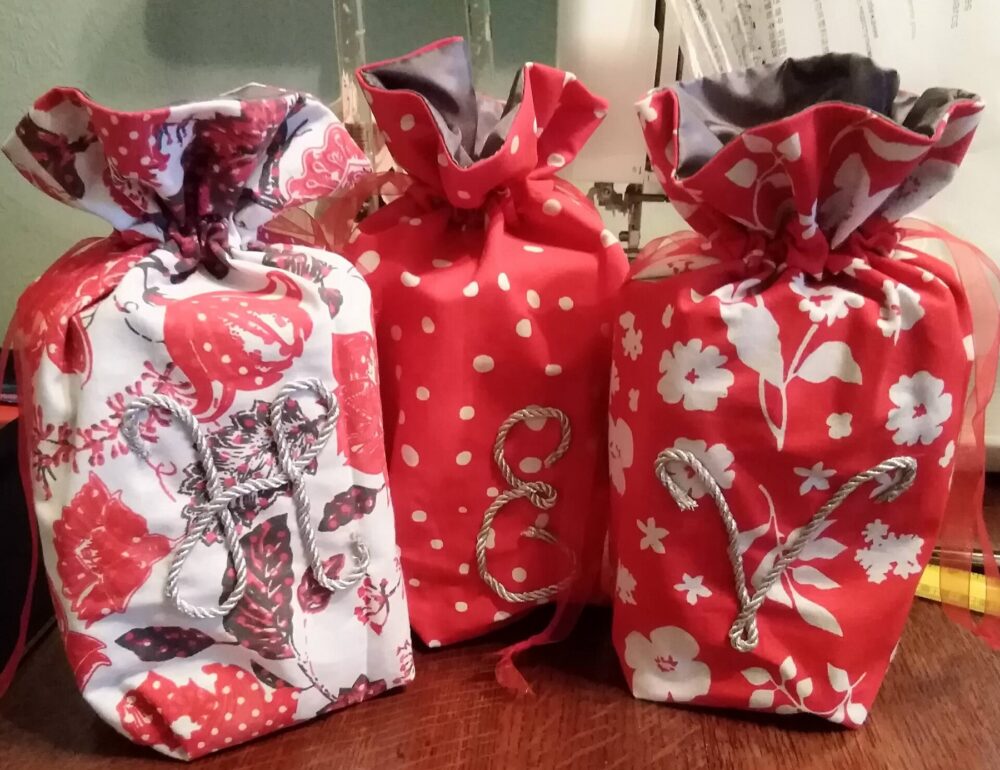 Assorted colorful gift bags displayed together