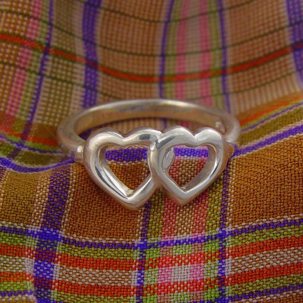 Close-up of a polished sterling silver ring band