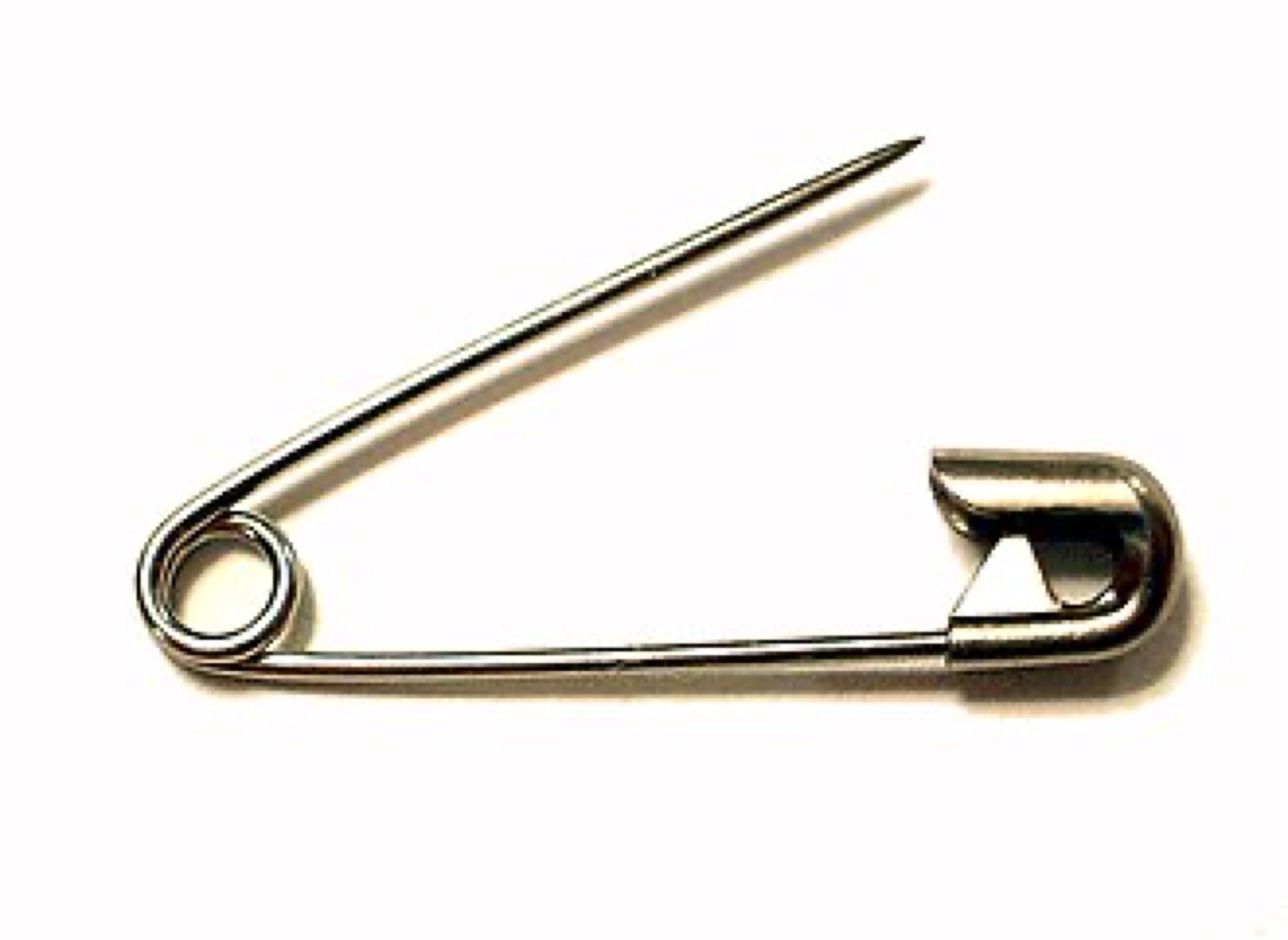 Close-up of a stainless steel safety pin