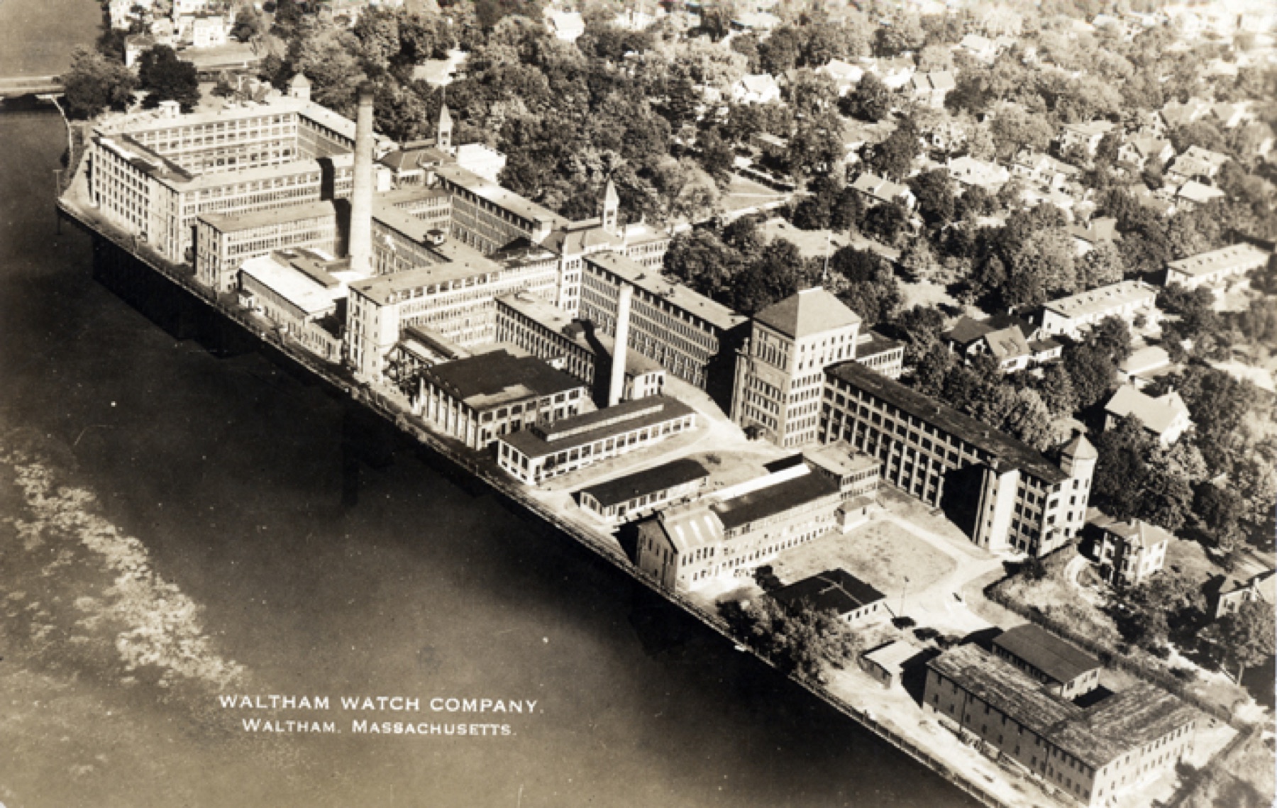 Historic watch factory building representing industrial production of timepieces