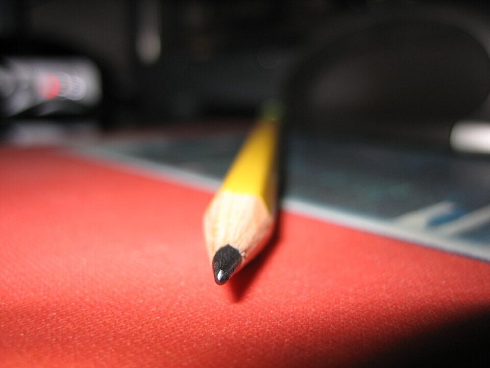 Sharpened yellow pencil close-up