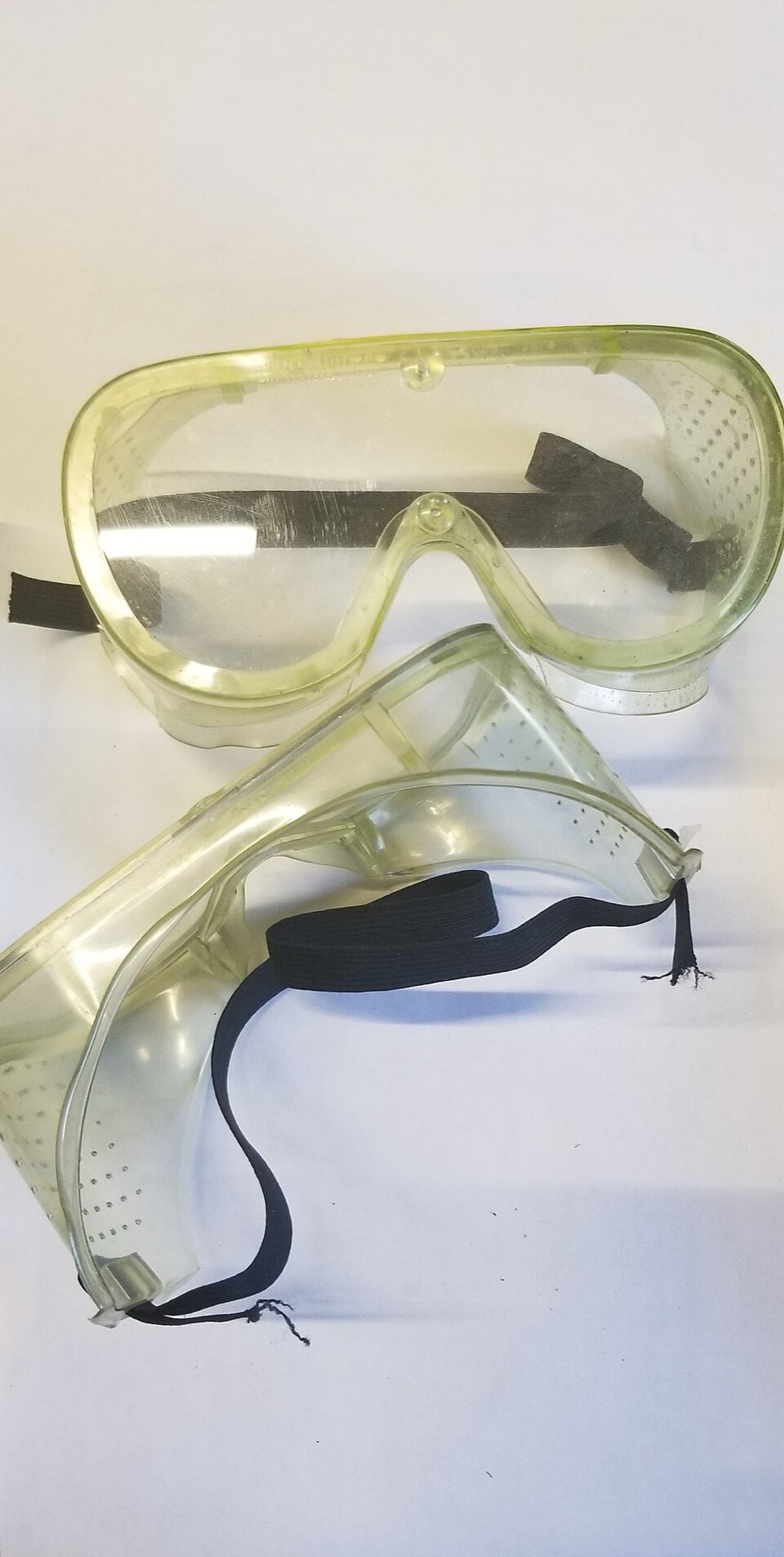 Industrial safety goggles in use