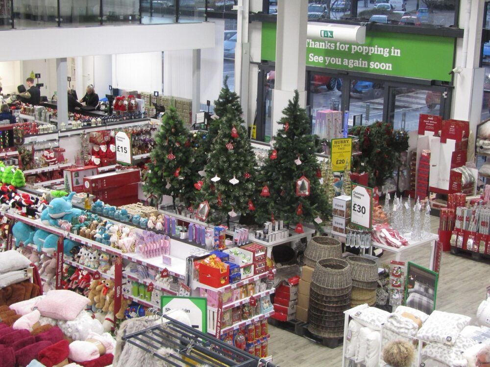 Winter retail display of seasonal products in a store environment