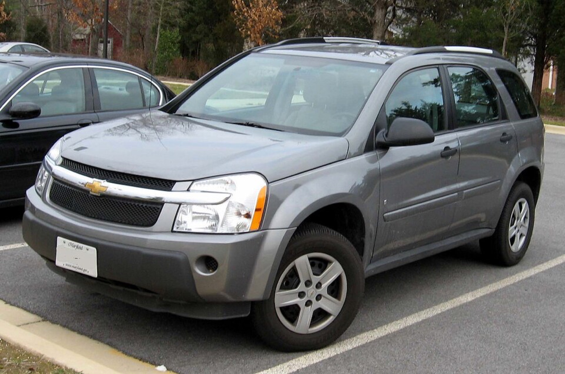 Front view of a Chevy Equinox showing typical bumper area where a license plate bracket mounts
