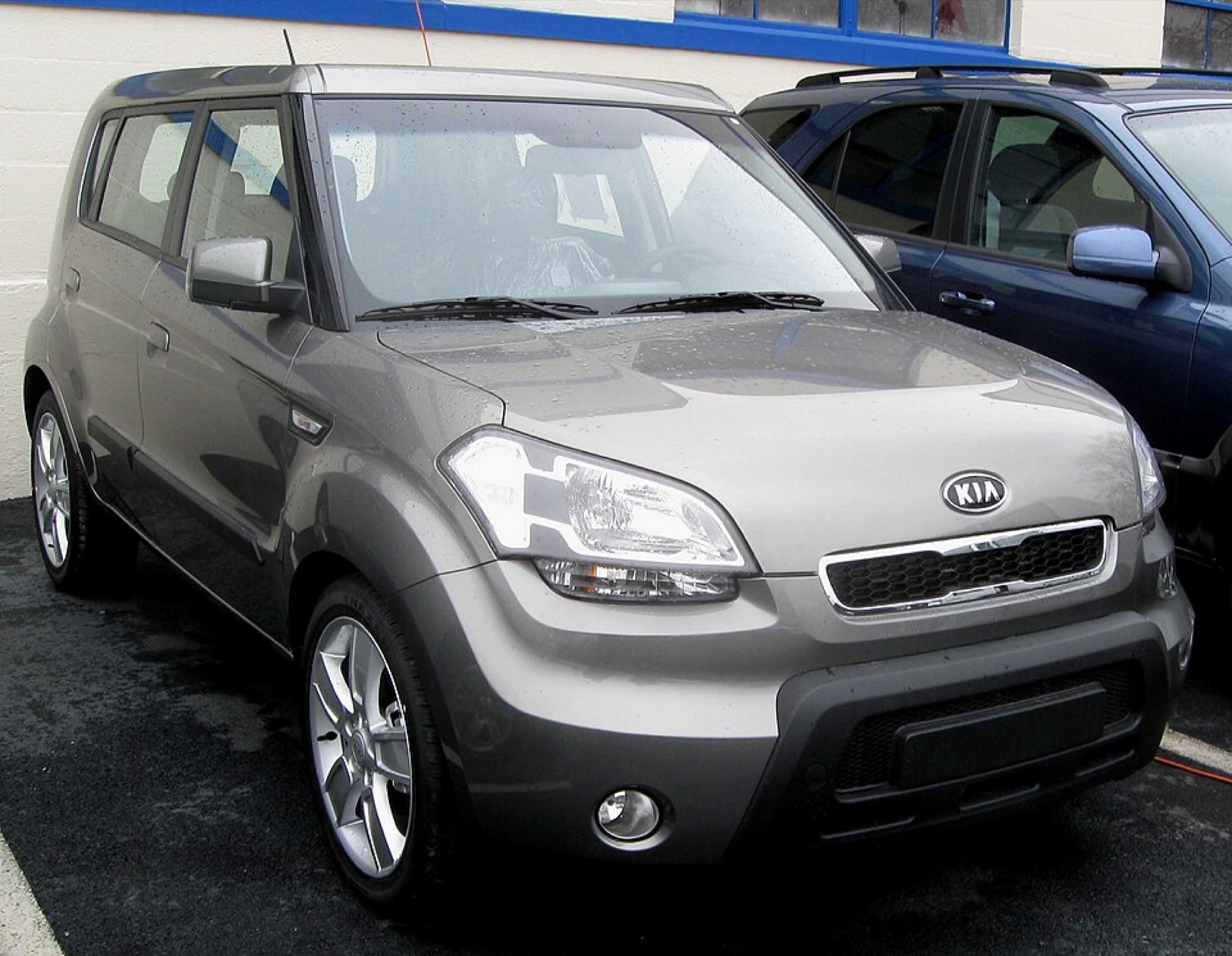Front view of a Kia Soul showing headlight design