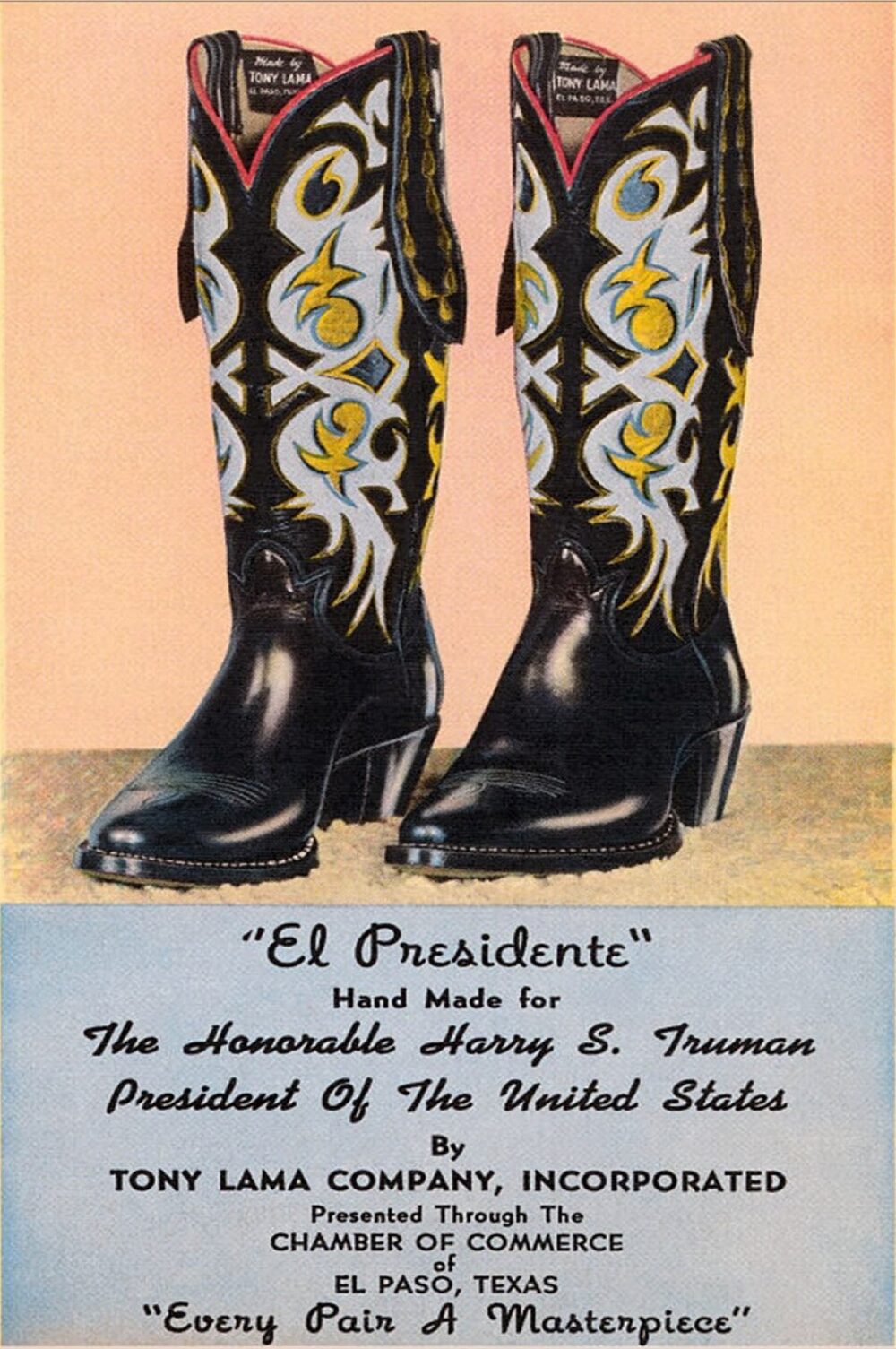 Vintage-style cowboy boots in a shop display