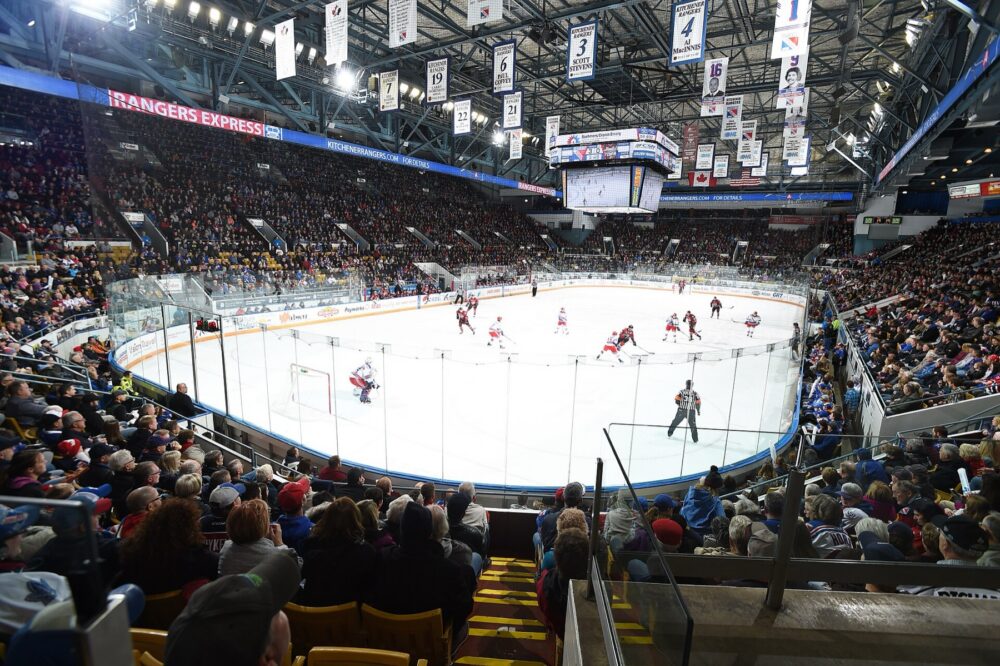 Kitchener Rangers home arena filled with fans before a game
