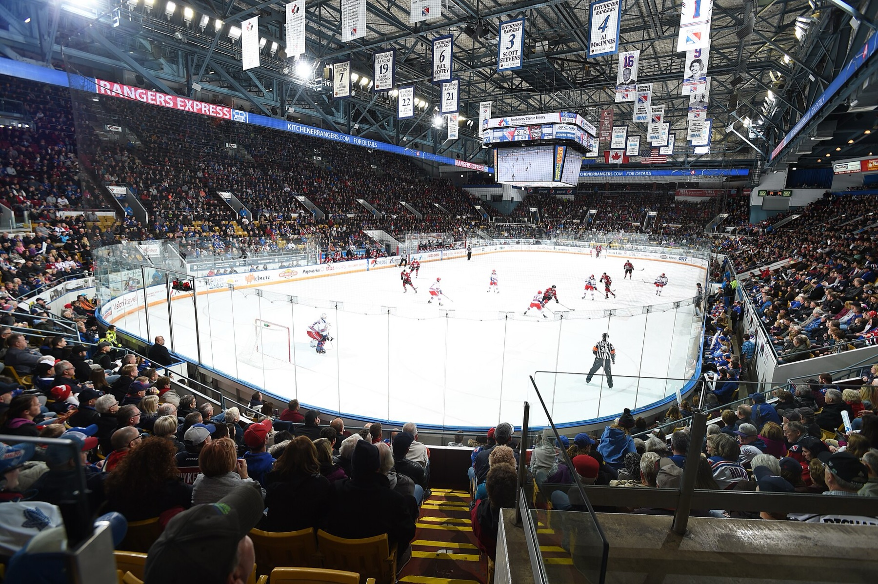 Kitchener Rangers home arena filled with fans before a game