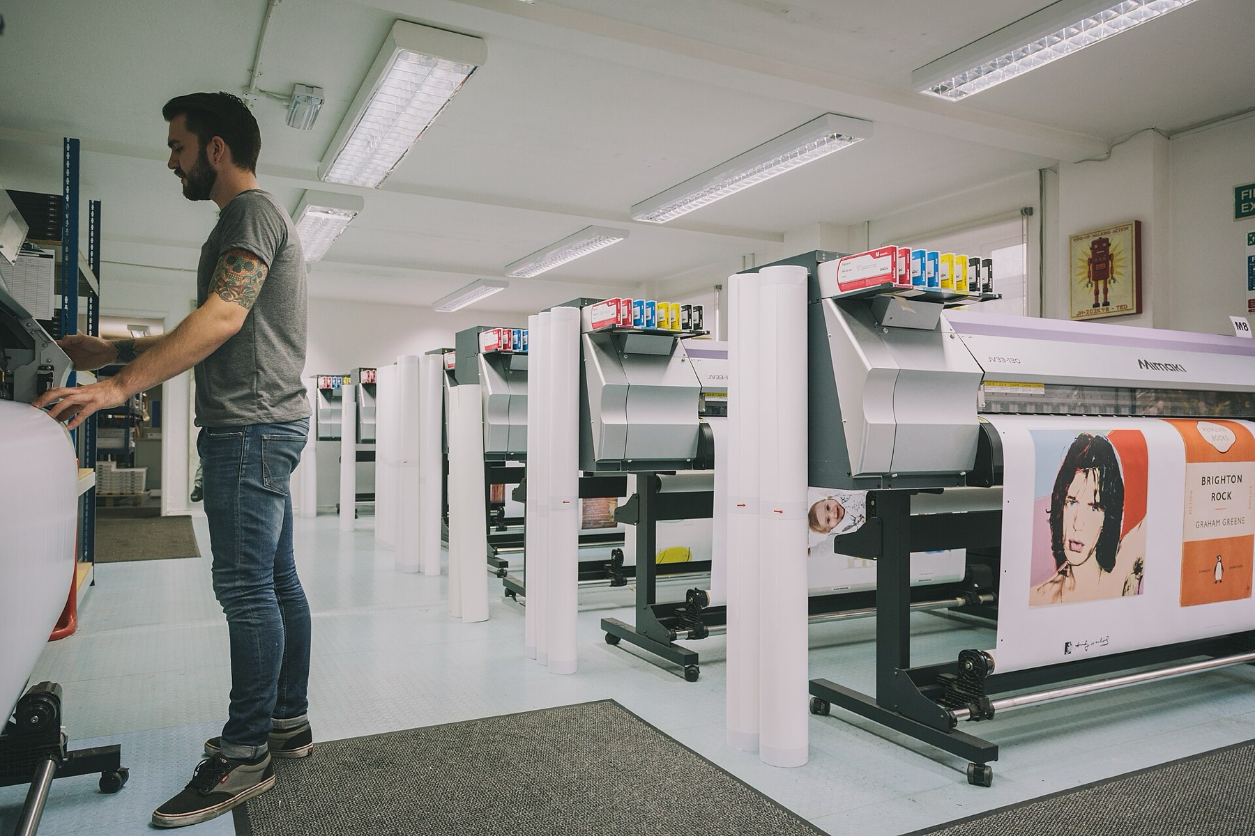 Print-on-demand machines in operation