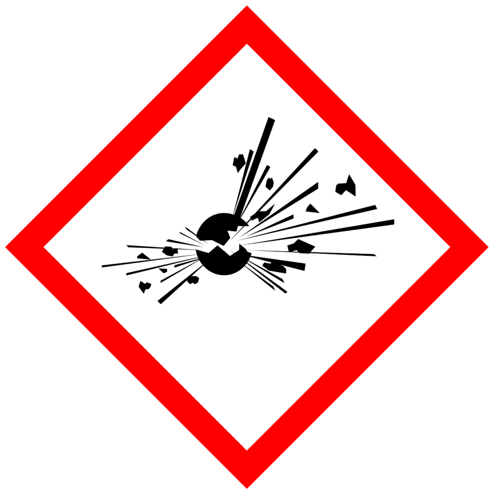 Symbolic explosion pictogram illustrating the 'exploding' concept without pyrotechnics