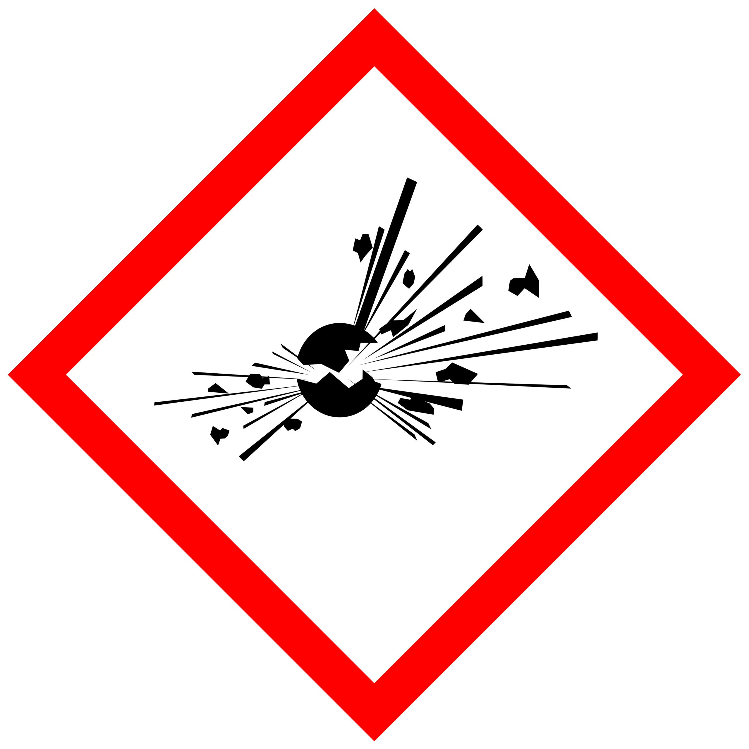 Symbolic explosion pictogram illustrating the 'exploding' concept without pyrotechnics