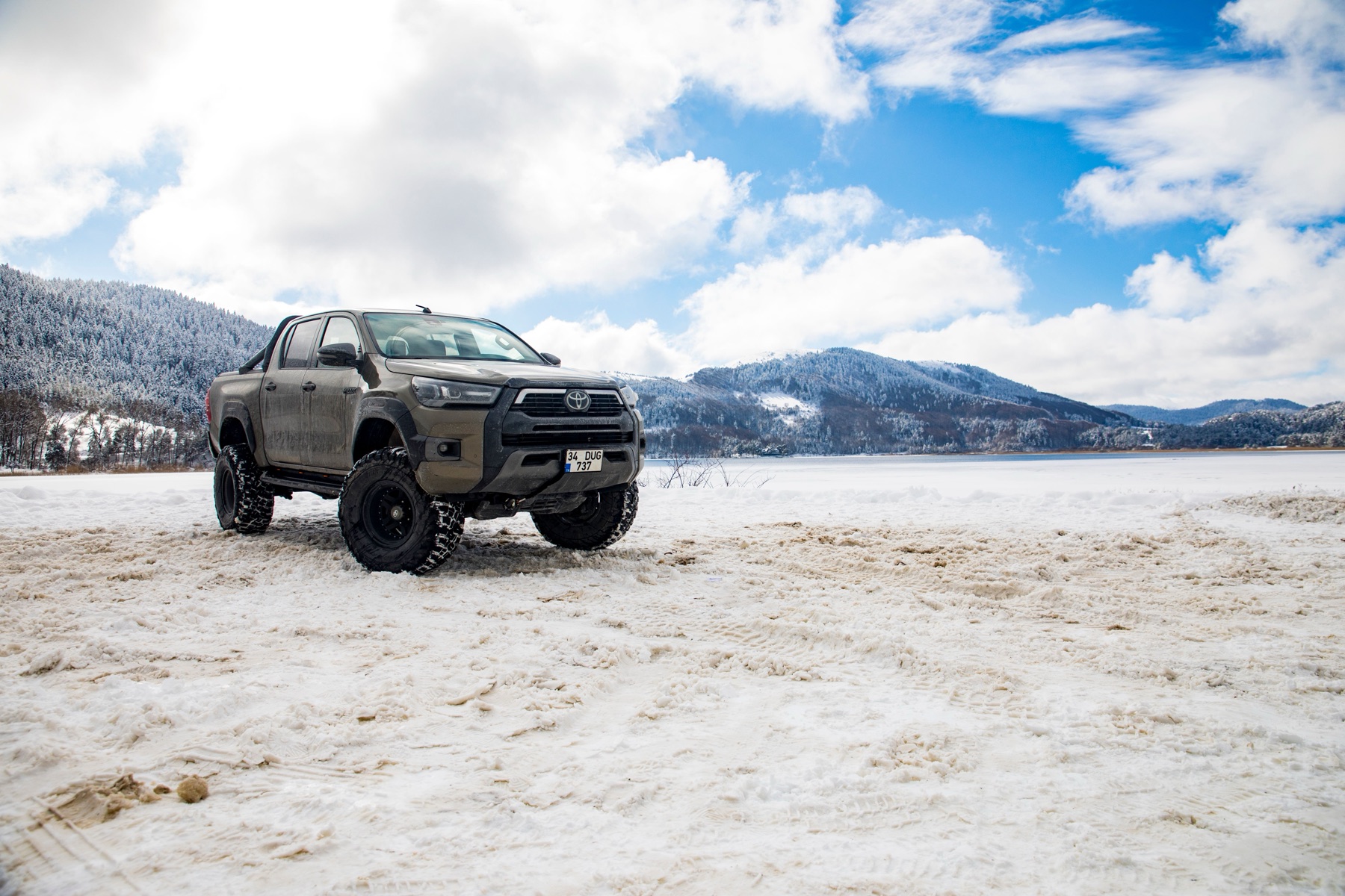Toyota Hilux ute in snow, representing the vehicle context for imported parts