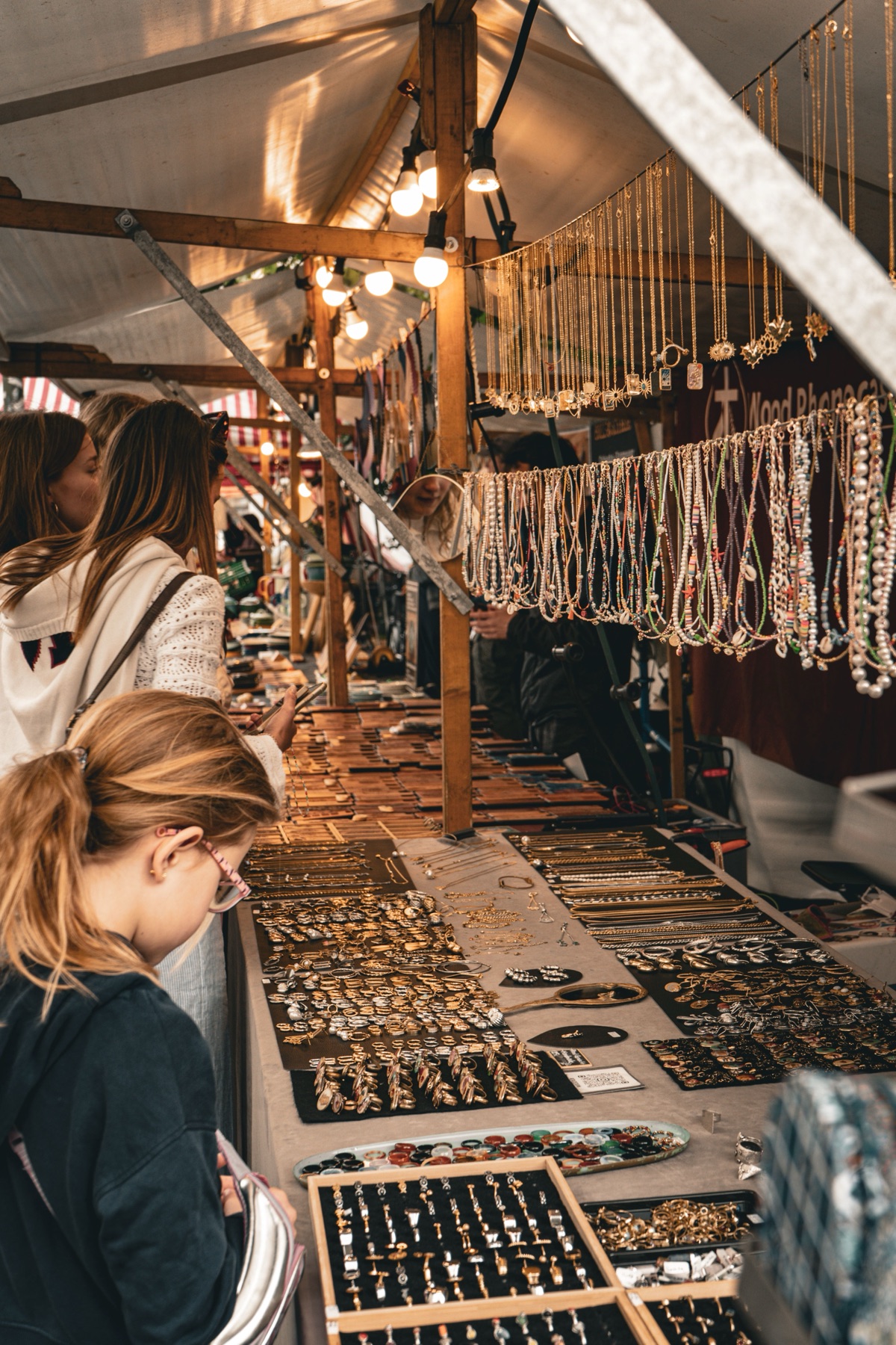 People shopping at a jewelry market, illustrating assortment and cost structure