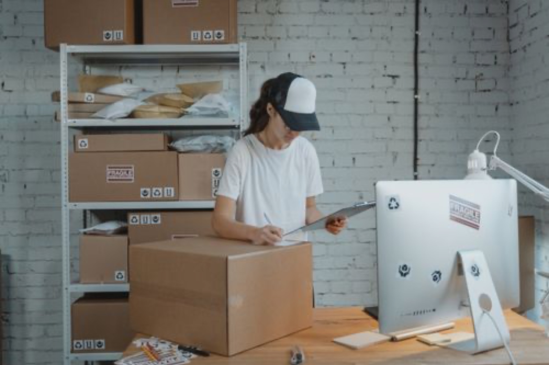 Small ecommerce warehouse where online orders connect to physical inventory operations