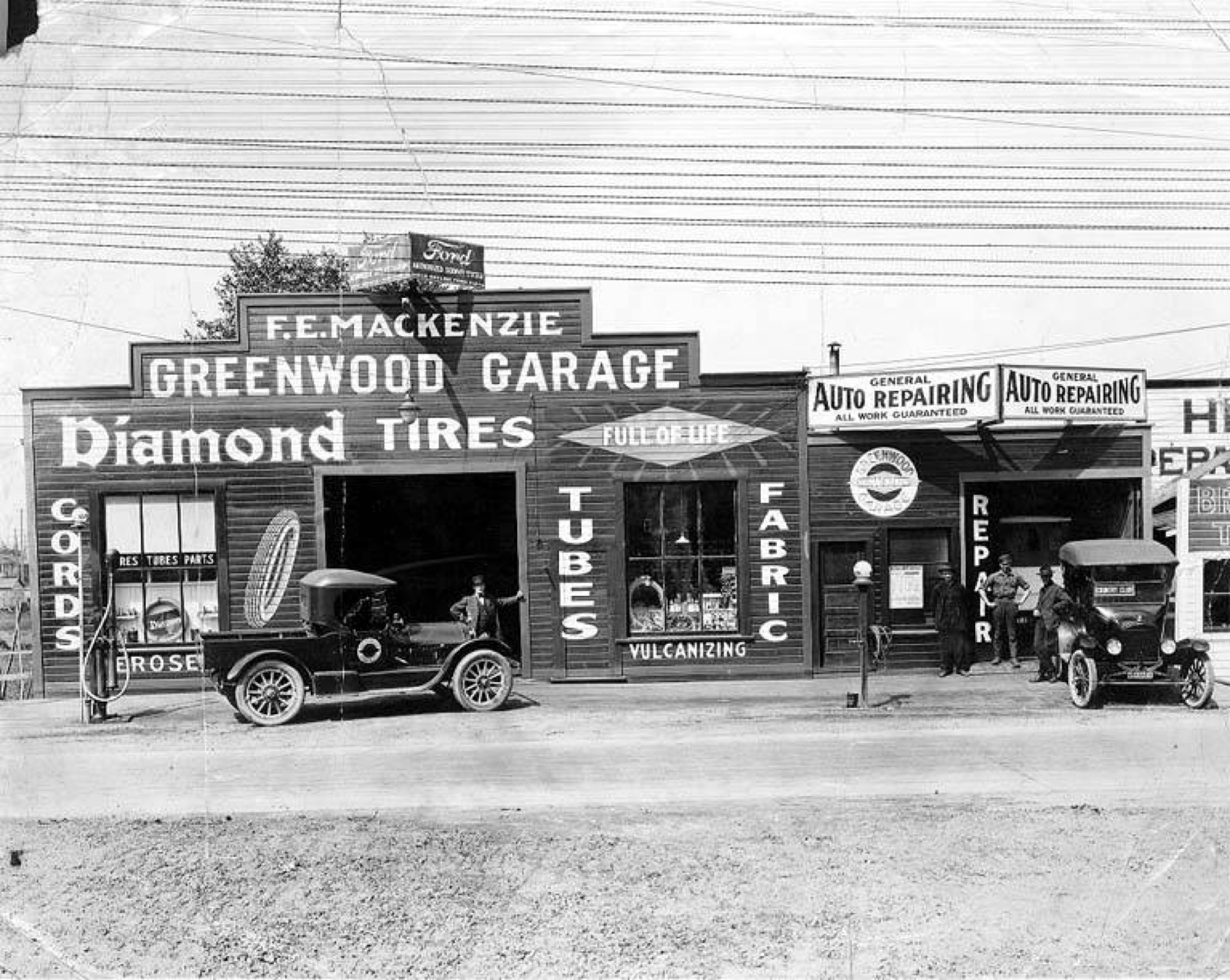 Historic auto repair garage with parts storage, illustrating the variety of auto components a shop might source