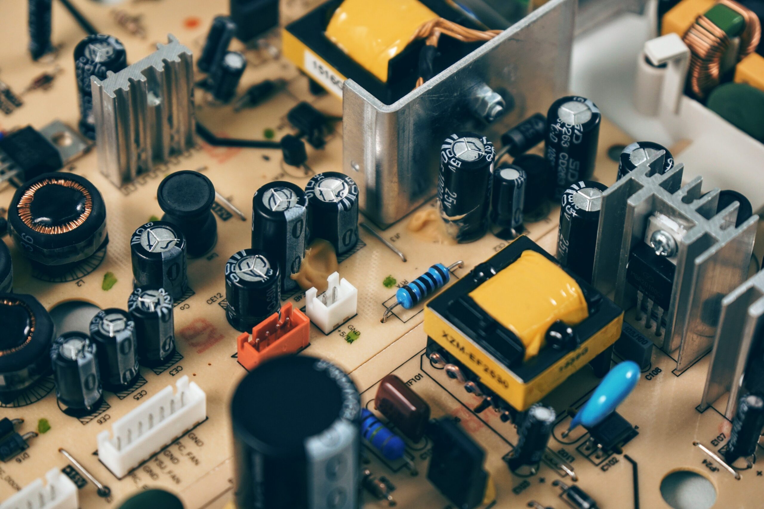 Close-up of assorted electronic components illustrating sourcing options