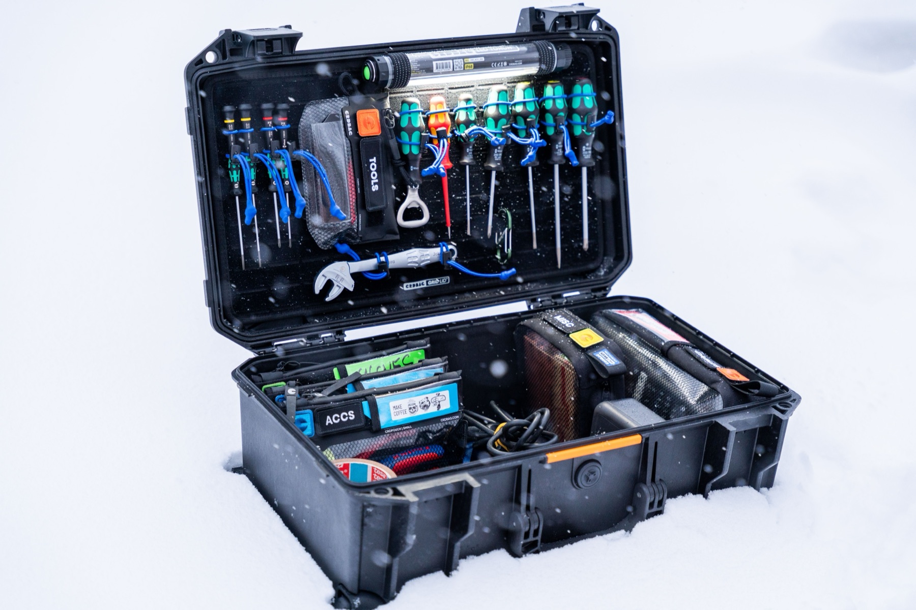 Tool kit arranged for hands-on inspection