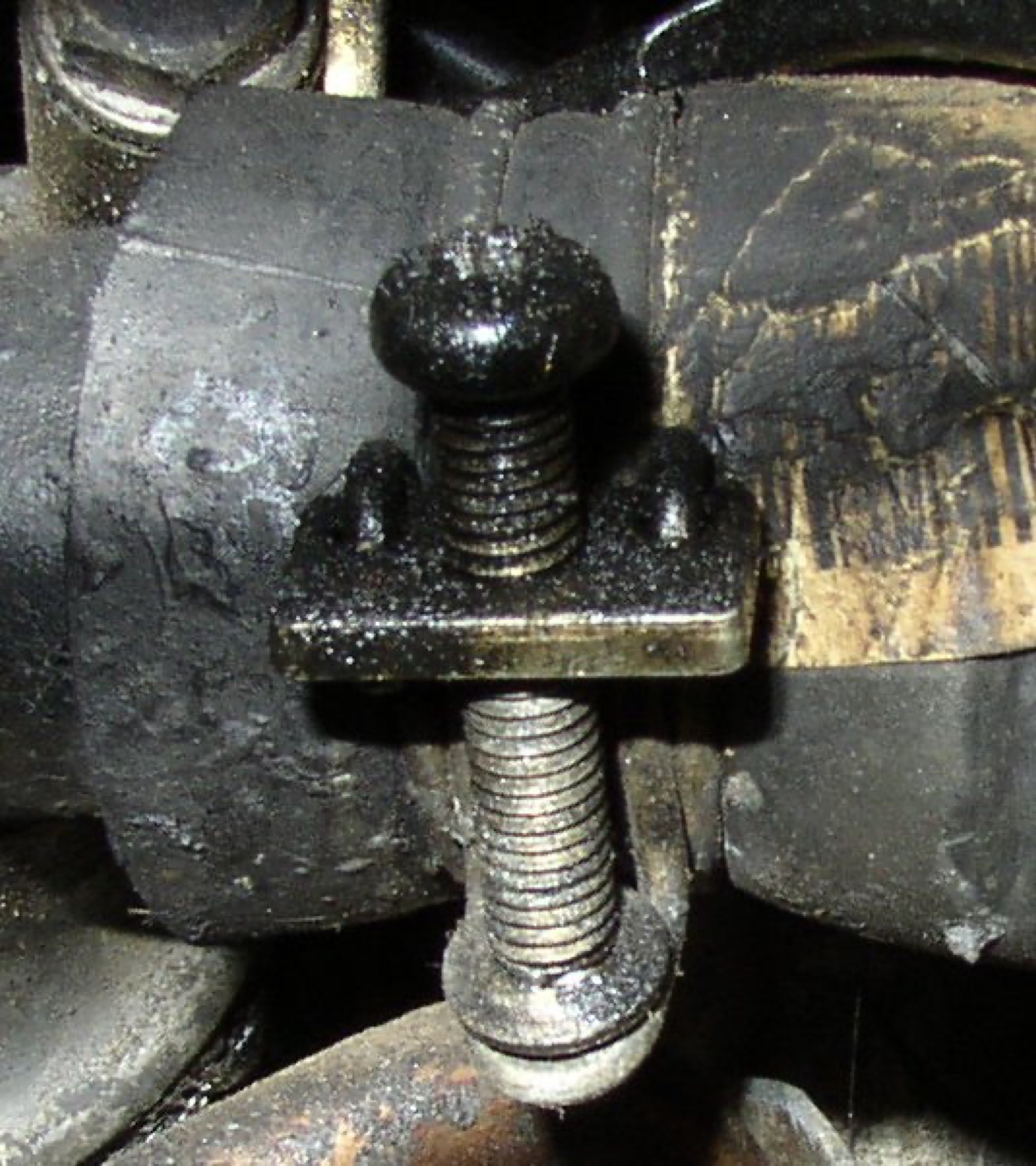 Assorted hose clamp installed on a dirty hose