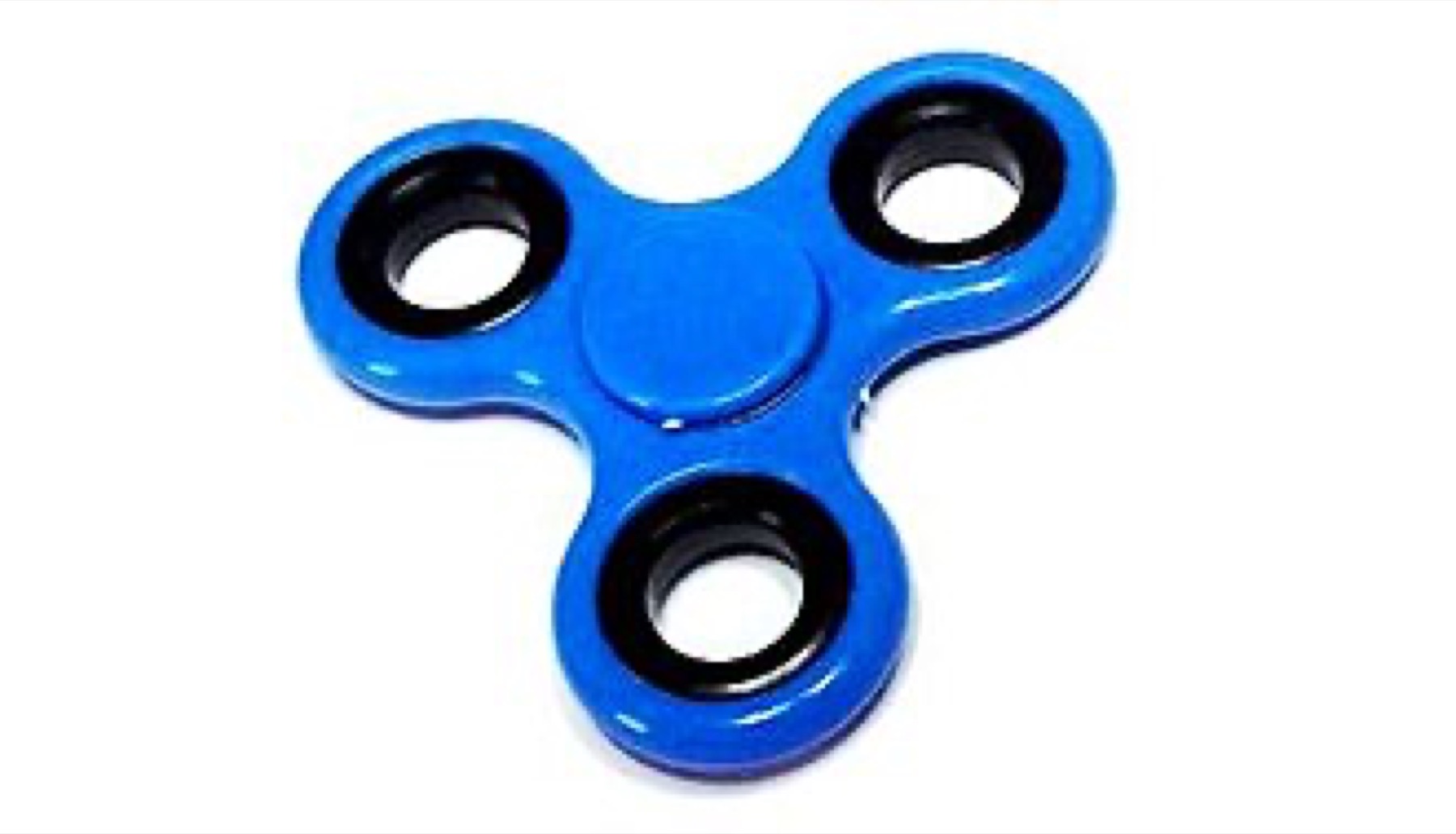 Blue plastic fidget spinner close‑up on a flat surface