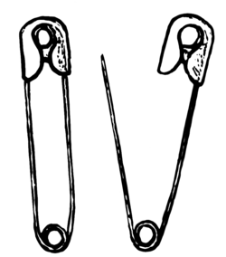 Stylized illustration of multiple safety pins