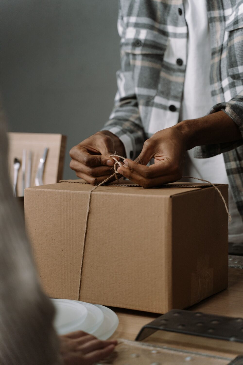 Online sourcing scene illustrating online shopping package delivery ecommerce