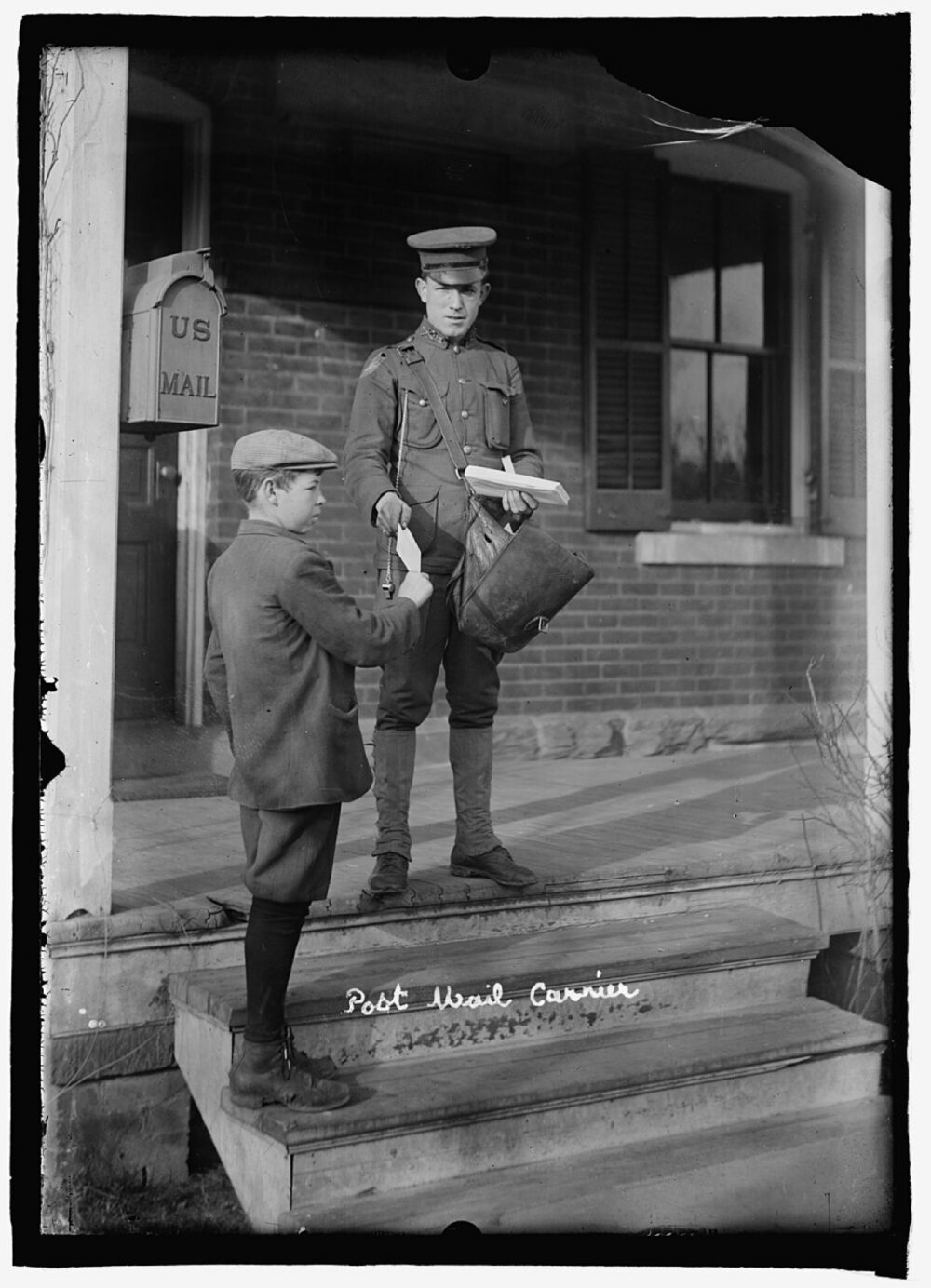 Historic United States Army post mail carriers in uniform