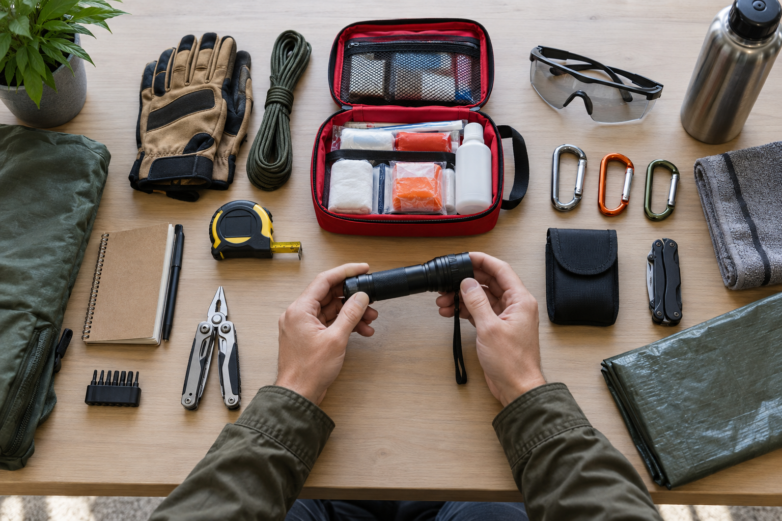 Generic outdoor and emergency kit arranged for pre-purchase inspection