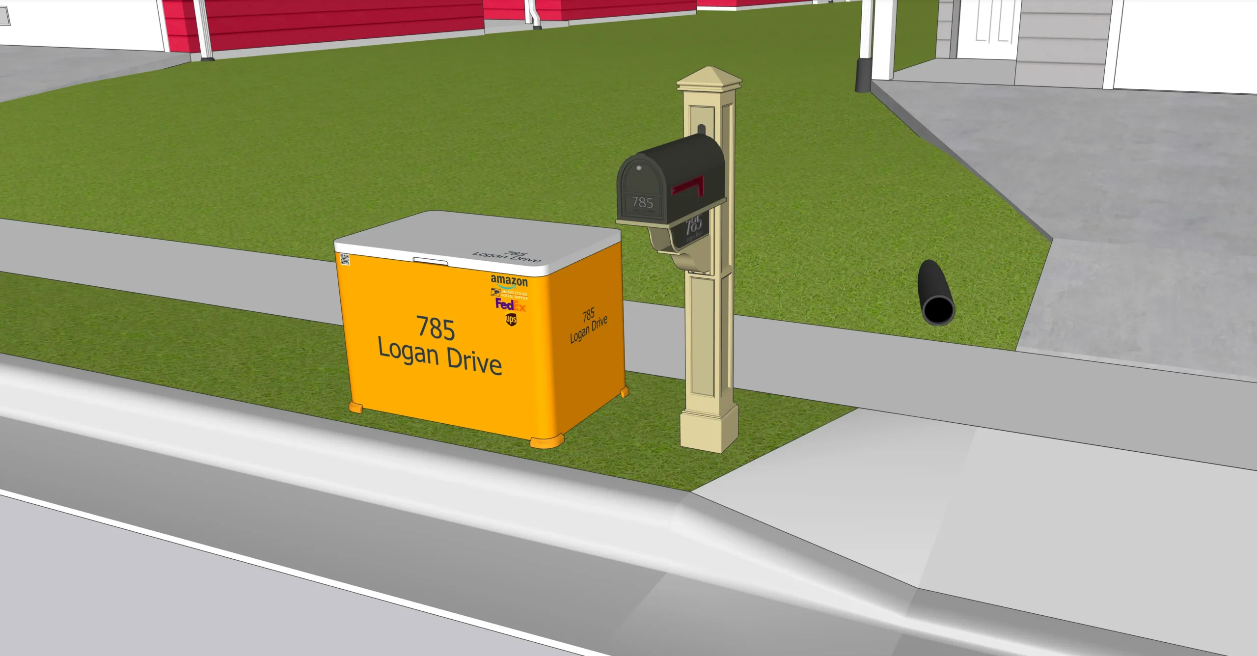 Parcel box beside a mailbox, illustrating the delivery stage of an online order