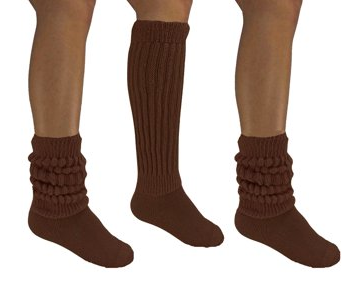 White slouch socks gathered around the ankles above white shoes